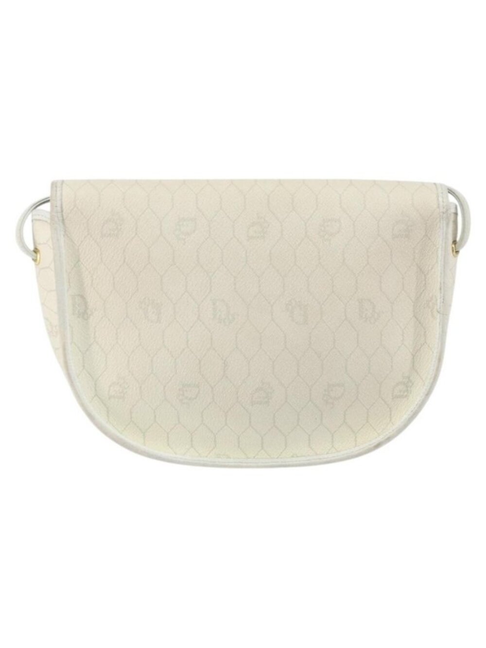 Authentic Christian Dior Honeycomb Canvas Chain Shoulder Bag PVC White Gold - Picture 10 of 16